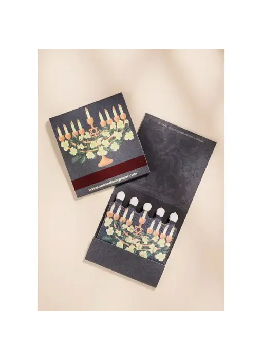 Floral Illustrated Menorah Printed 10 Stem Matchbooks