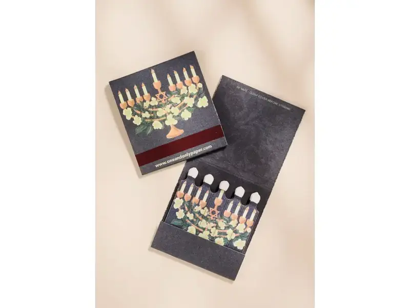 One & Only Paper Floral Illustrated Menorah Printed 10 Stem Matchbooks