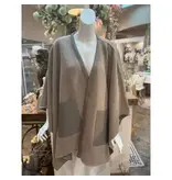 pretty persuasions Faux Leather Edge/Front Pocket Cape - Khaki