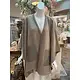 Faux Leather Edge/Front Pocket Cape - Khaki