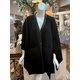 Faux Leather Edge/Front Pocket Cape - Black