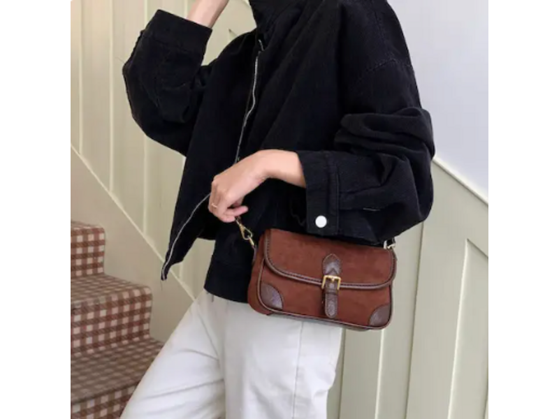 pretty persuasions Suede-Like Microfiber Leather Shoulder/Crossbody Bag - Coffee