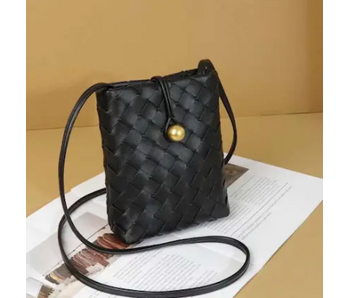 Small Woven Crossbody Bag - Black