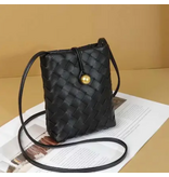 pretty persuasions Small Woven Crossbody Bag - Black