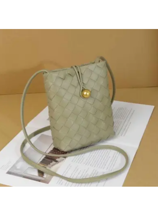 Small Woven Crossbody Bag - Green