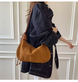 pretty persuasions Suede-Like Microfiber Leather Shoulder/Crossbody Bag - Tan