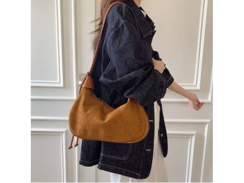 pretty persuasions Suede-Like Microfiber Leather Shoulder/Crossbody Bag - Tan