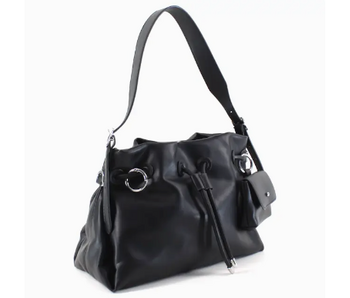 Shoulder/Crossbody Bag W/Coin Purse Bag Charm - Black