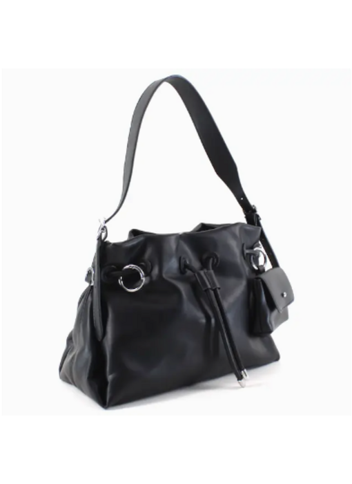 Shoulder/Crossbody Bag W/Coin Purse Bag Charm - Black