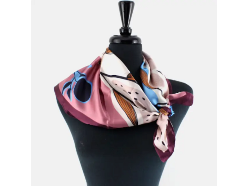 pretty persuasions Flower Print Lightweight Square Scarf - Maroon