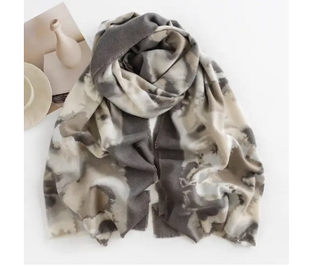 Multi Color Print Scarf - Grey