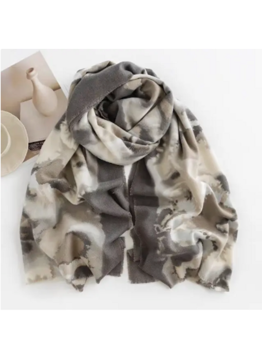 Multi Color Print Scarf - Grey
