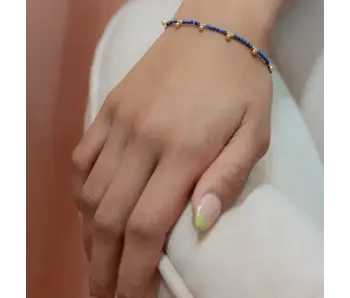 Beaded Nugget & Stone Bracelet: Lapis