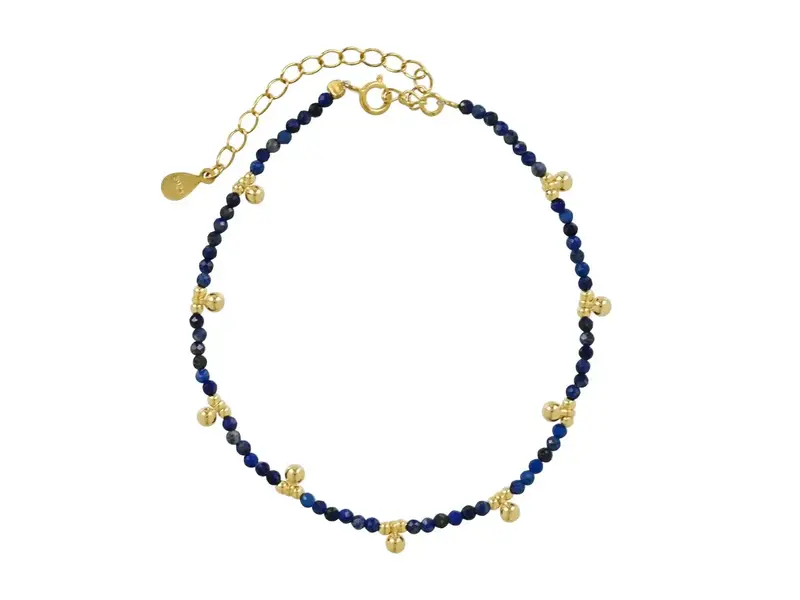 Ofina Jewelry Beaded Nugget & Stone Bracelet: Lapis