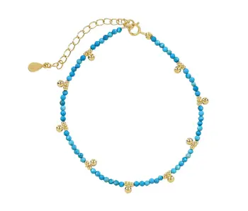 Beaded Nugget & Stone Bracelet: Turquoise