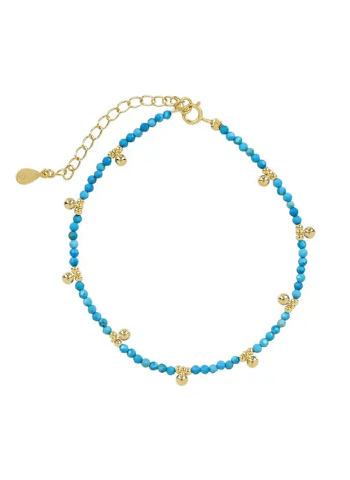 Beaded Nugget & Stone Bracelet: Turquoise