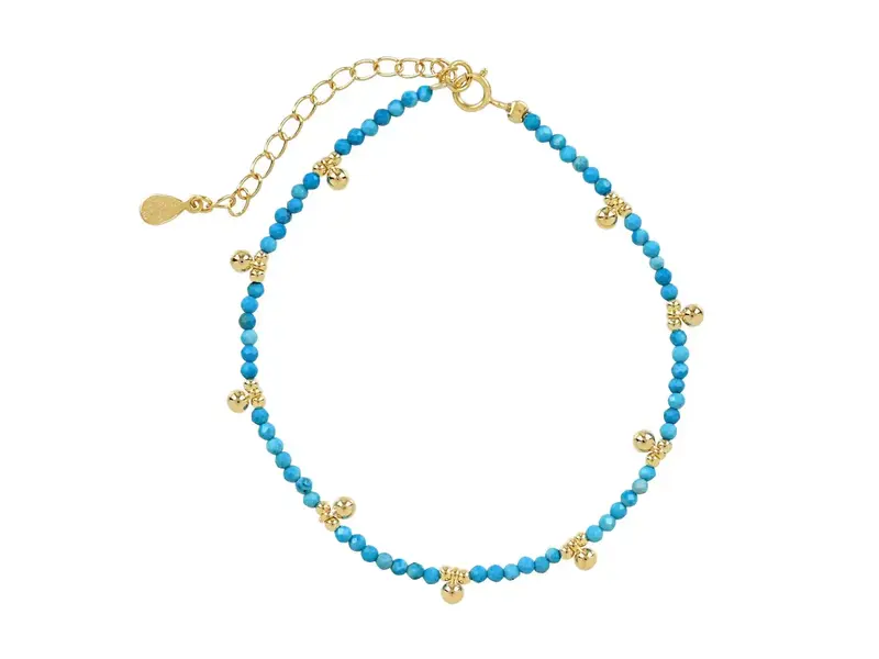 Ofina Jewelry Beaded Nugget & Stone Bracelet: Turquoise