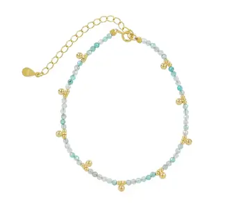 Beaded Nugget & Stone Bracelet: Amazonite