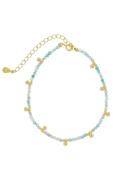 Beaded Nugget & Stone Bracelet: Amazonite