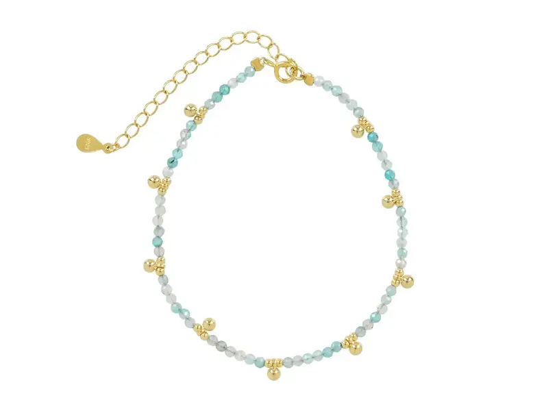 Ofina Jewelry Beaded Nugget & Stone Bracelet: Amazonite