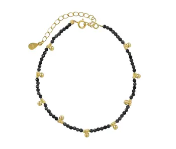 Beaded Nugget & Stone Bracelet: Black Onyx