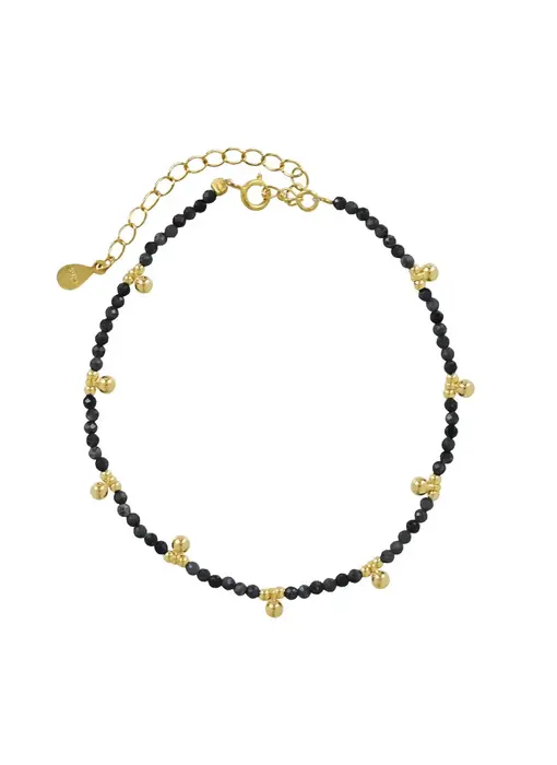 Beaded Nugget & Stone Bracelet: Black Onyx