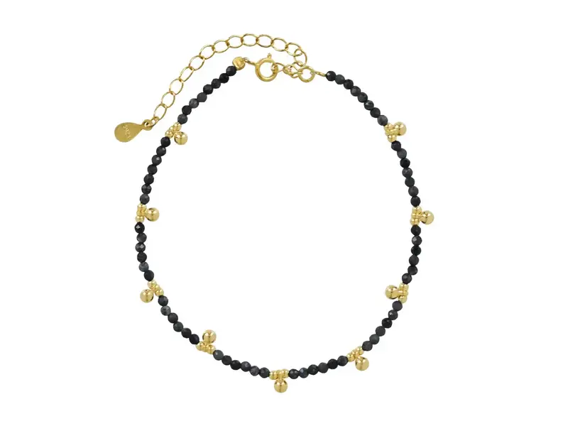 Ofina Jewelry Beaded Nugget & Stone Bracelet: Black Onyx