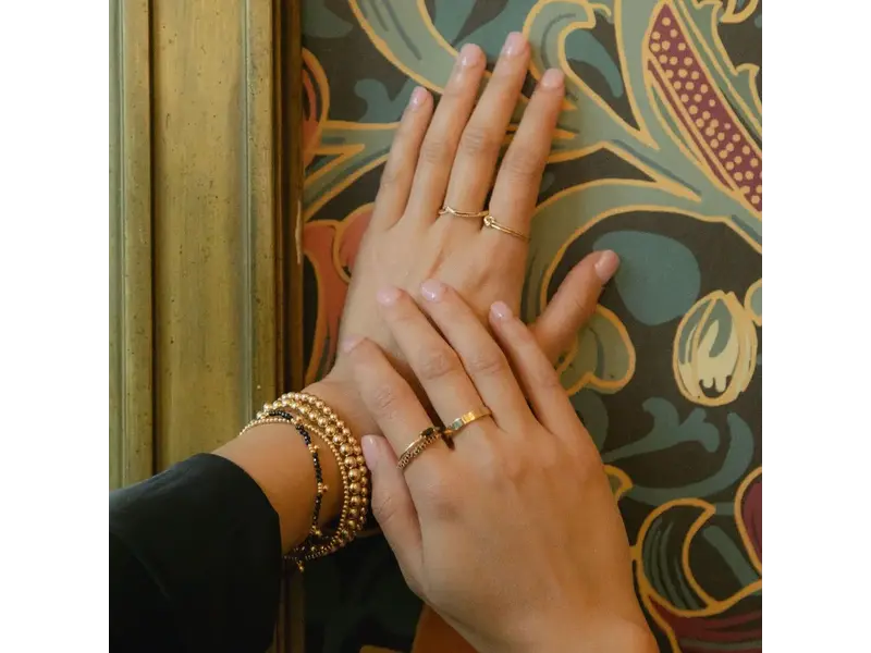 Ofina Jewelry Beaded Nugget & Stone Bracelet: Black Onyx