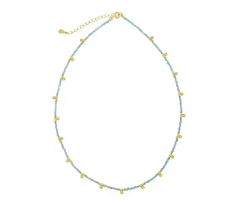 Beaded Nugget & Stone Necklace: Amazonite