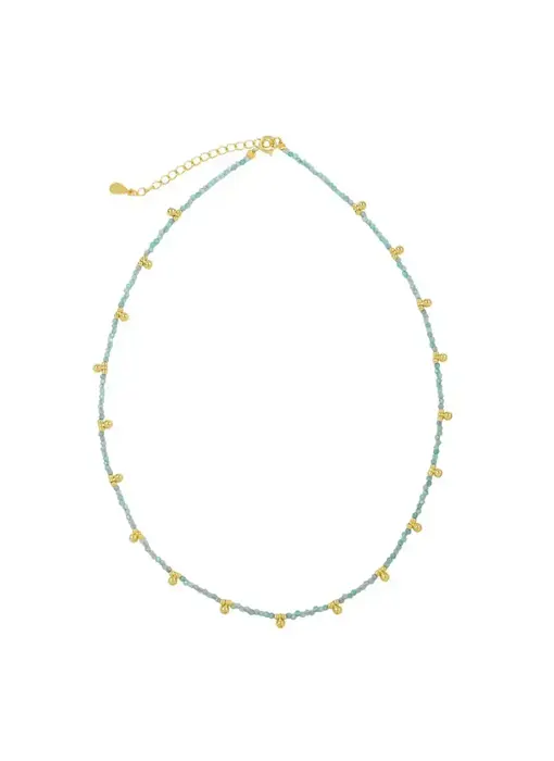 Beaded Nugget & Stone Necklace: Amazonite