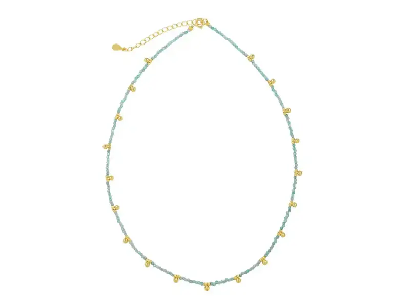 Ofina Jewelry Beaded Nugget & Stone Necklace: Amazonite