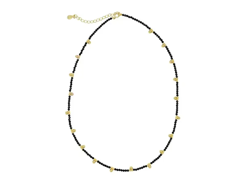 Ofina Jewelry Beaded Nugget & Stone Necklace: Black Onyx