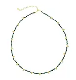 Ofina Jewelry Beaded Nugget & Stone Necklace: Emerald