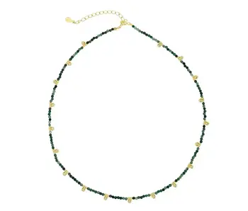 Beaded Nugget & Stone Necklace: Emerald