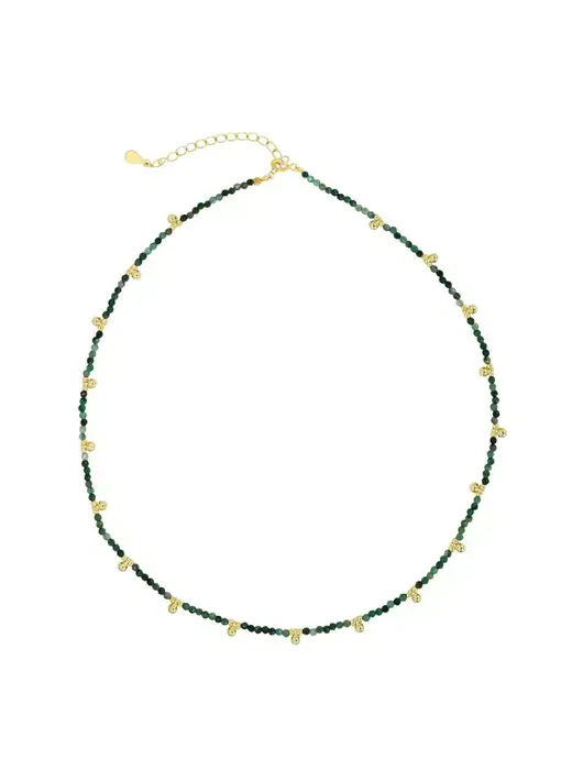 Beaded Nugget & Stone Necklace: Emerald