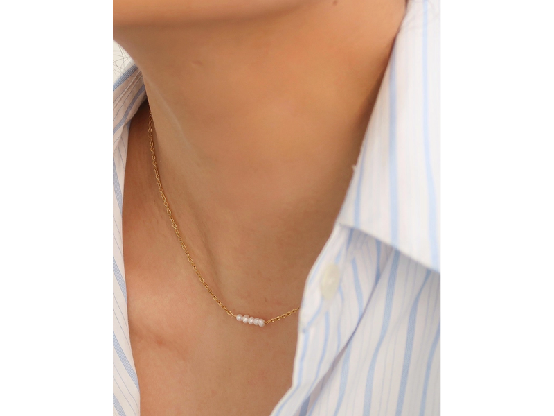 MAIQ Accessories Lauren 18K Non-Tarnish Petite Pearl Chokers Gold