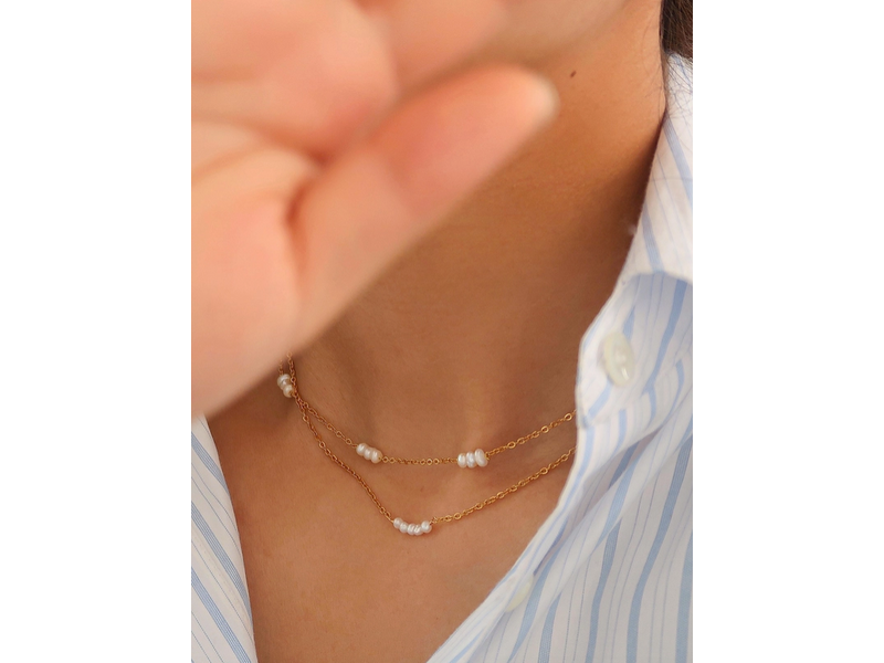 MAIQ Accessories Lauren 18K Non-Tarnish Petite Pearl Chokers Gold