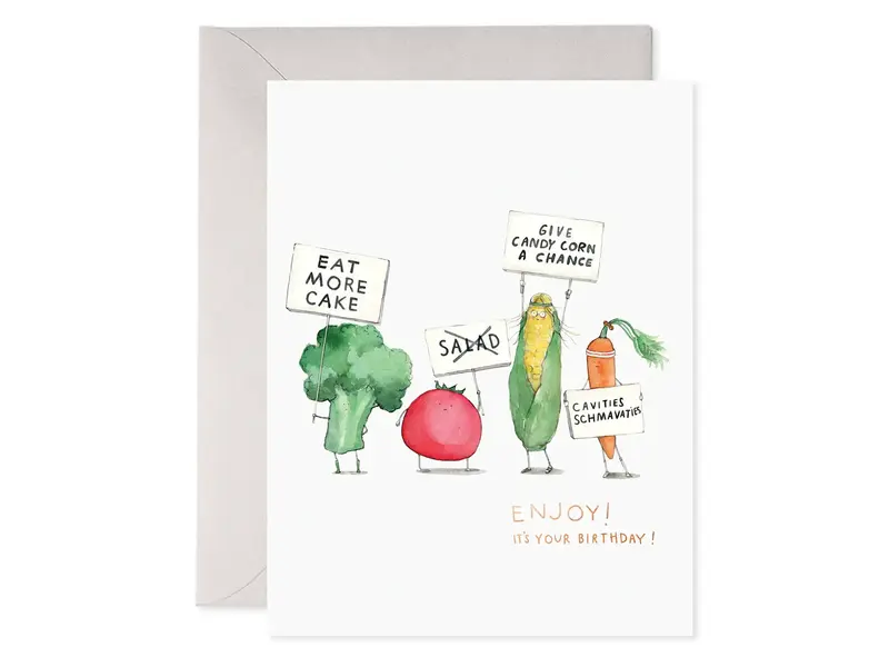 Efrances Veggie Strike | Vegetables Birthday Greeting Card
