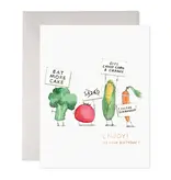 E. Frances Veggie Strike | Vegetables Birthday Greeting Card