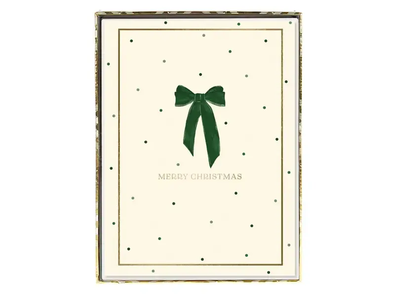 Graphique De France Green Bow Large Classic Holiday Boxed Card