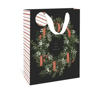 Joyful Wreath Large Holiday Gift Bag