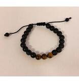 chakra jewelry Tiger Eye Stone & Black Frosted Stone Bracelet