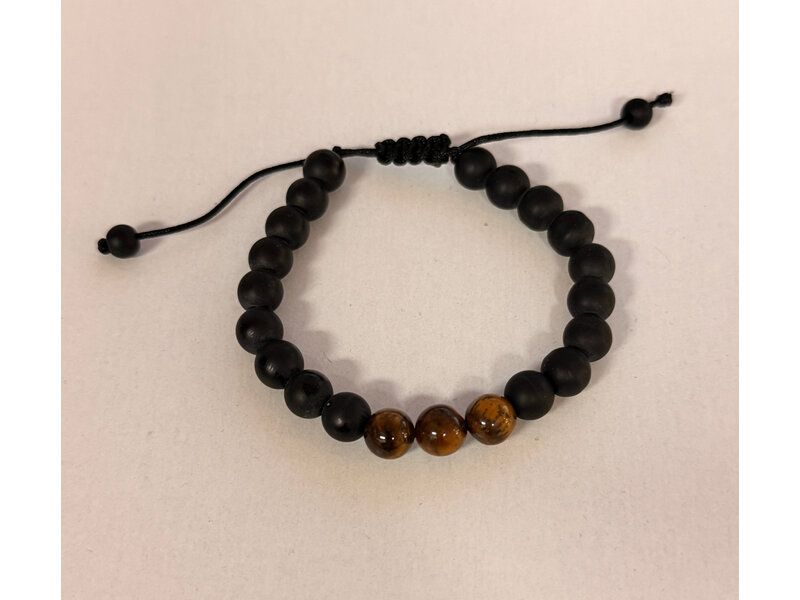 chakra jewelry Tiger Eye Stone & Black Frosted Stone Bracelet