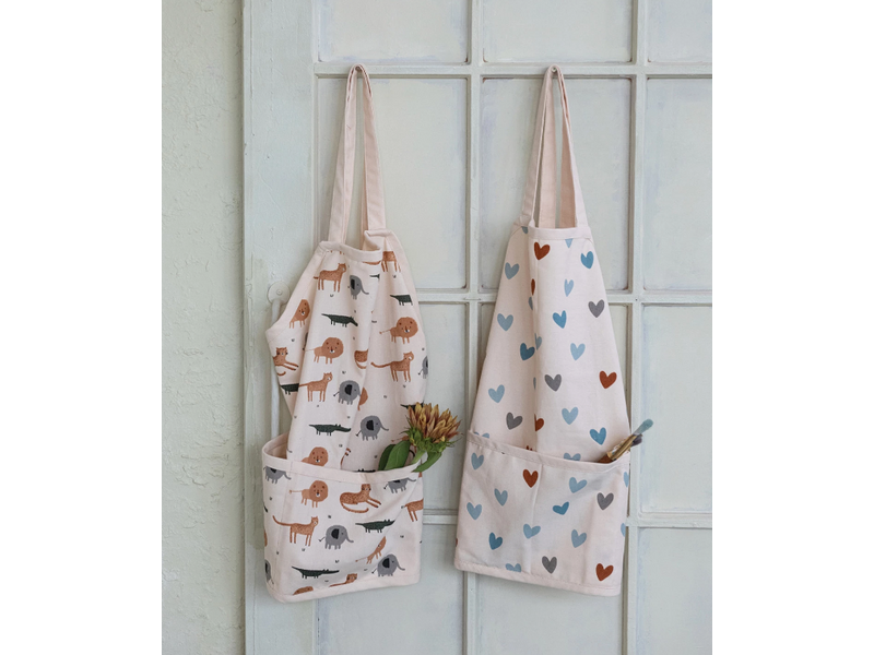Creative Co-OP Cotton Cross Back Printed Child Apron with 3 Pockets - Hearts