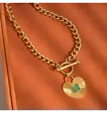 MAIQ Accessories Après 18K Gold Non-Tarnish Green Heart Chain Necklace