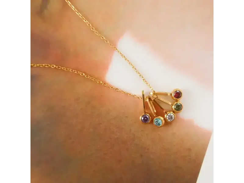 MAIQ Accessories Reyna 18K Gold Non-Tarnish Five Stone Charm Necklace