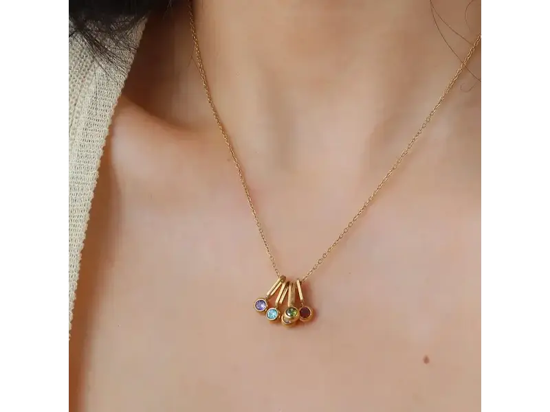 MAIQ Accessories Reyna 18K Gold Non-Tarnish Five Stone Charm Necklace