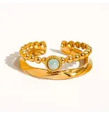 MAIQ Accessories Lindy 18K Gold Non-Tarnish Layered Stone Ring