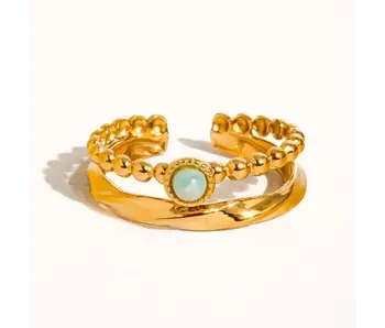 Lindy 18K Gold Non-Tarnish Layered Stone Ring