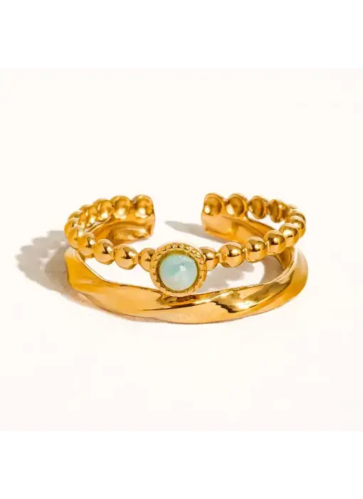 Lindy 18K Gold Non-Tarnish Layered Stone Ring